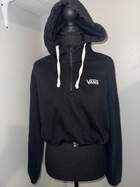 Vans Black Hooded Pullover with White Drawcords
